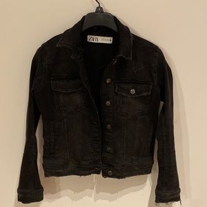 Black Zara Black Stone Washed Jean Jacket